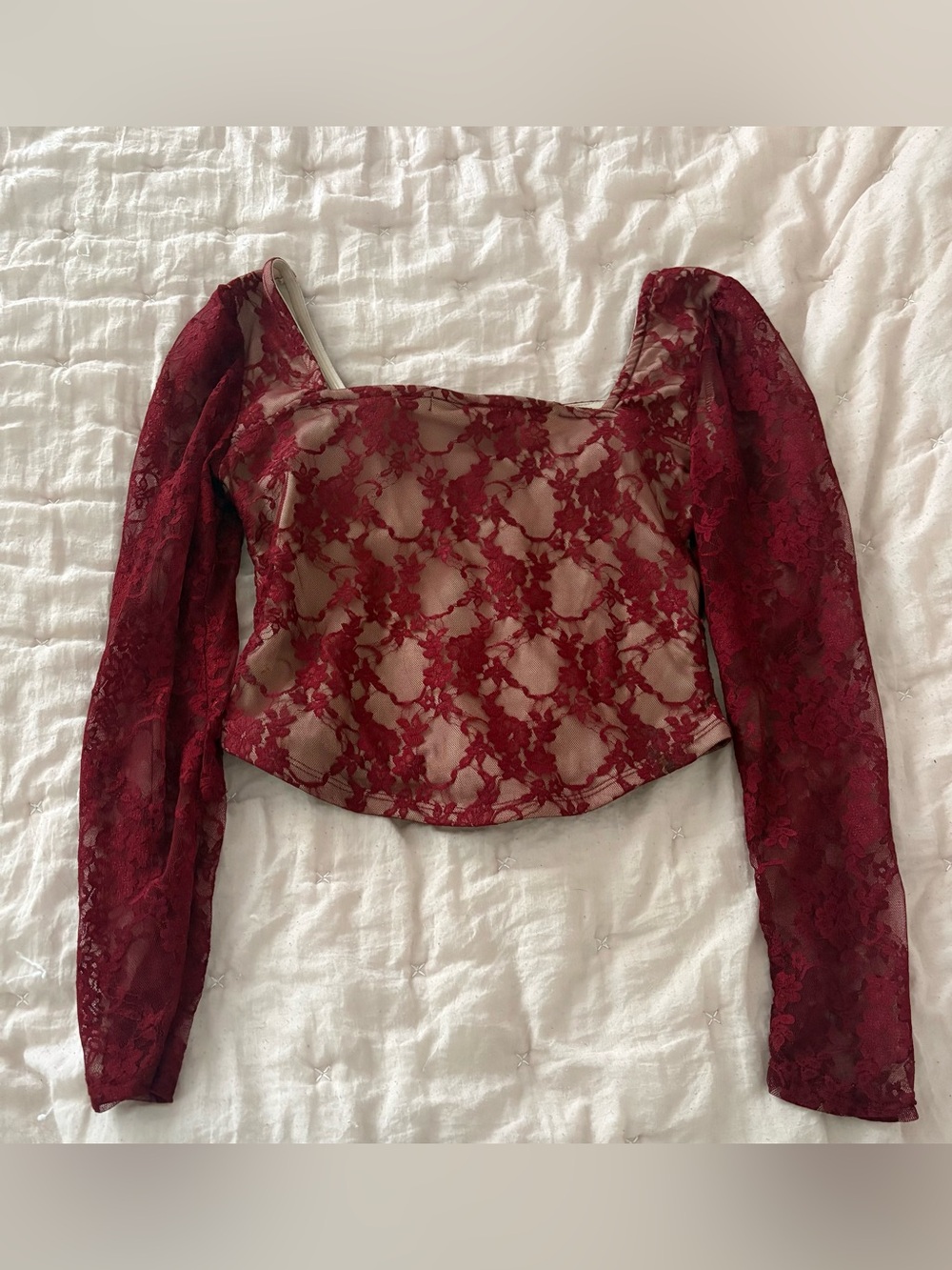 Madden Girl Burgundy Floral Corset Lace Top - Picture 7 of 10
